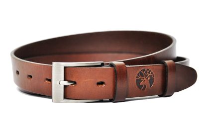 Zestaw - Dwa Skórzane Paski do Spodni 3cm Brązowy + Czarny