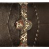 Skórzany Portfel z Włoską Podszewką - superslim dark brown fabric