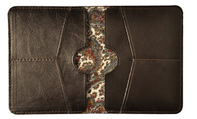 Skórzany Portfel z Włoską Podszewką - superslim dark brown fabric