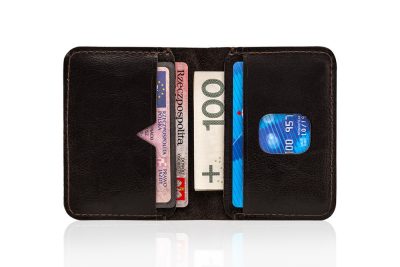 Skórzany Portfel - superslim dark brown small