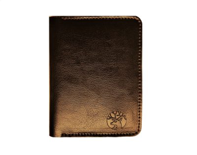 Skórzany Portfel z Włoską Podszewką 2w1 - Superslim Dark Brown Coin Fabric