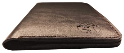 Skórzany Portfel z Włoską Podszewką - superslim dark brown fabric