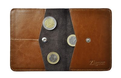 Skórzany Portfel 2w1 - Superslim Light Brown Coin Standard