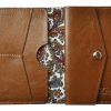 Skórzany Portfel z Włoską Podszewką 2w1 - Superslim Light Brown Coin Fabric