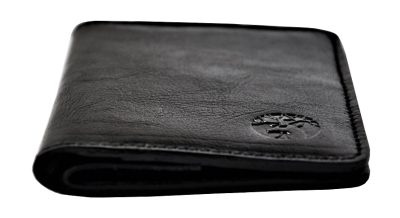 Skórzany Portfel z Jedwabną Podszewką 2w1 - Superslim Black Coin Fabric