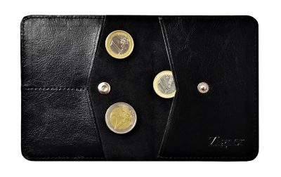 Skórzany Portfel z Jedwabną Podszewką 2w1 - Superslim Black Coin Fabric