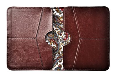 Skórzany Portfel z Włoską Podszewką - Superslim Mahogany Fabric