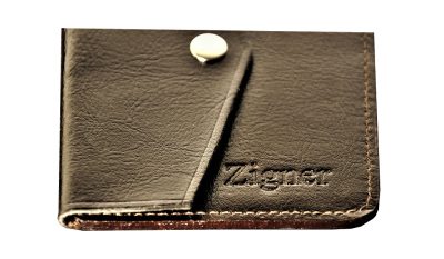 Skórzany Portfel z Włoską Podszewką 2w1 - Superslim Dark Brown Coin Fabric