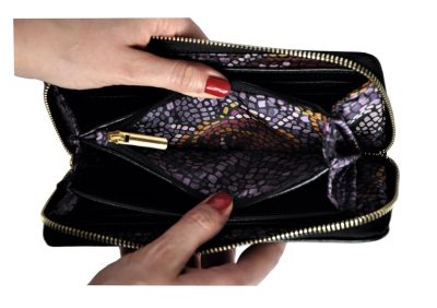 Portfel Damski Skórzany z Włoską Podszewką - Black