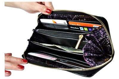 Portfel Damski Skórzany z Włoską Podszewką - Black