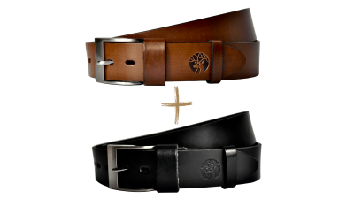 dwa skórzane paski do spodni brązowy i czarny szerokie 4 cm