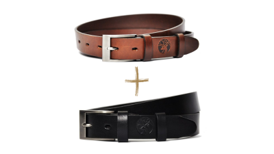 Czarny i Brązowy skórzany pasek do spodni