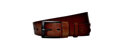 Brązowy Skórzany Pasek do Spodni z Czarną Klamrą- universal brown MAT 4cm