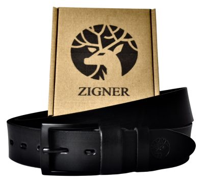 Czarny Skórzany Pasek do Spodni z Czarną Klamrą - Total Black MAT 4 cm