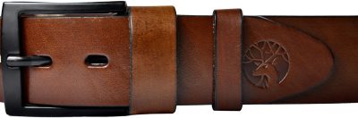 Brązowy Skórzany Pasek do Spodni z Czarną Klamrą- universal brown MAT 4cm