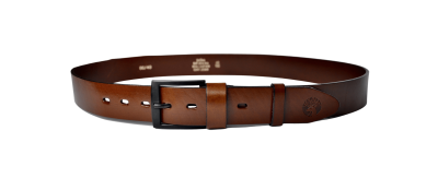 Brązowy Skórzany Pasek do Spodni z Czarną Klamrą- universal brown MAT 4cm
