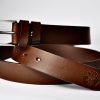 brązowy pasek ze skóry do spodni zigner Brązowy Skórzany Pasek z klamrą Elegant - universal brown Elegant