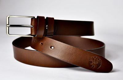 brązowy pasek ze skóry do spodni zigner Brązowy Skórzany Pasek z klamrą Elegant - universal brown Elegant