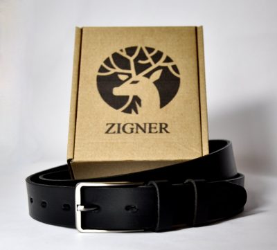 Czarny Skórzany Pasek z klamrą Elegant - universal black Elegant